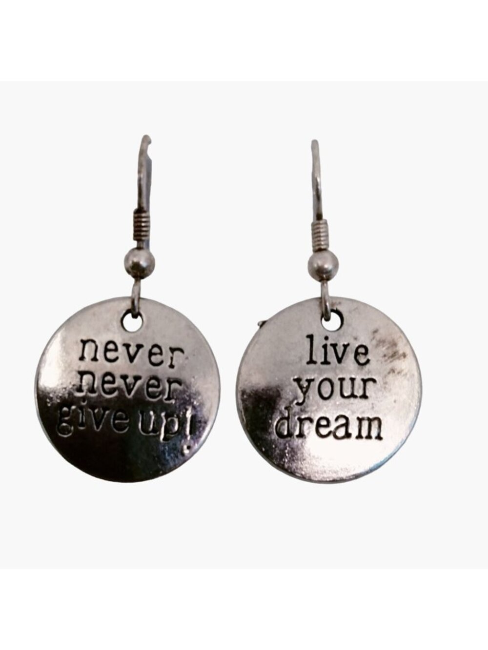 Live your Dream Earring Never give Up Inspiration Pendant Charm Motivation